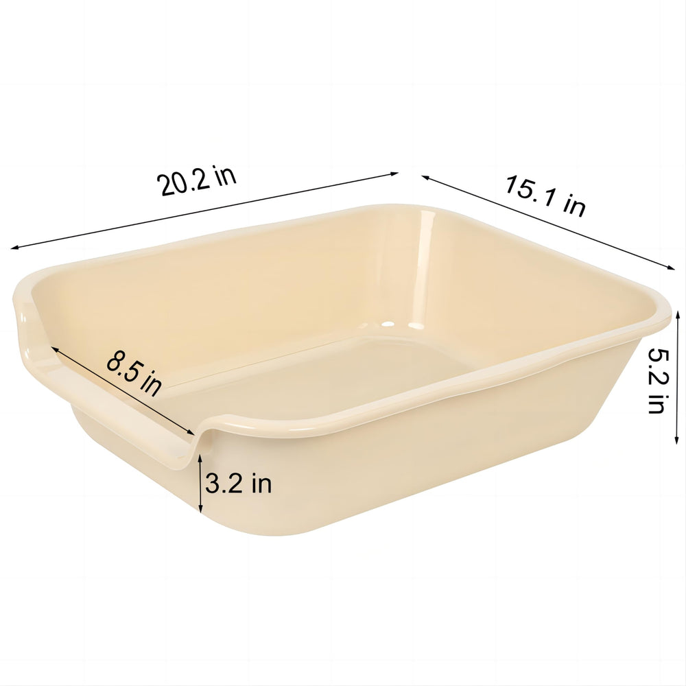 Ying Tutu low-entry litter box beach sand angled view enables easy access for seniors