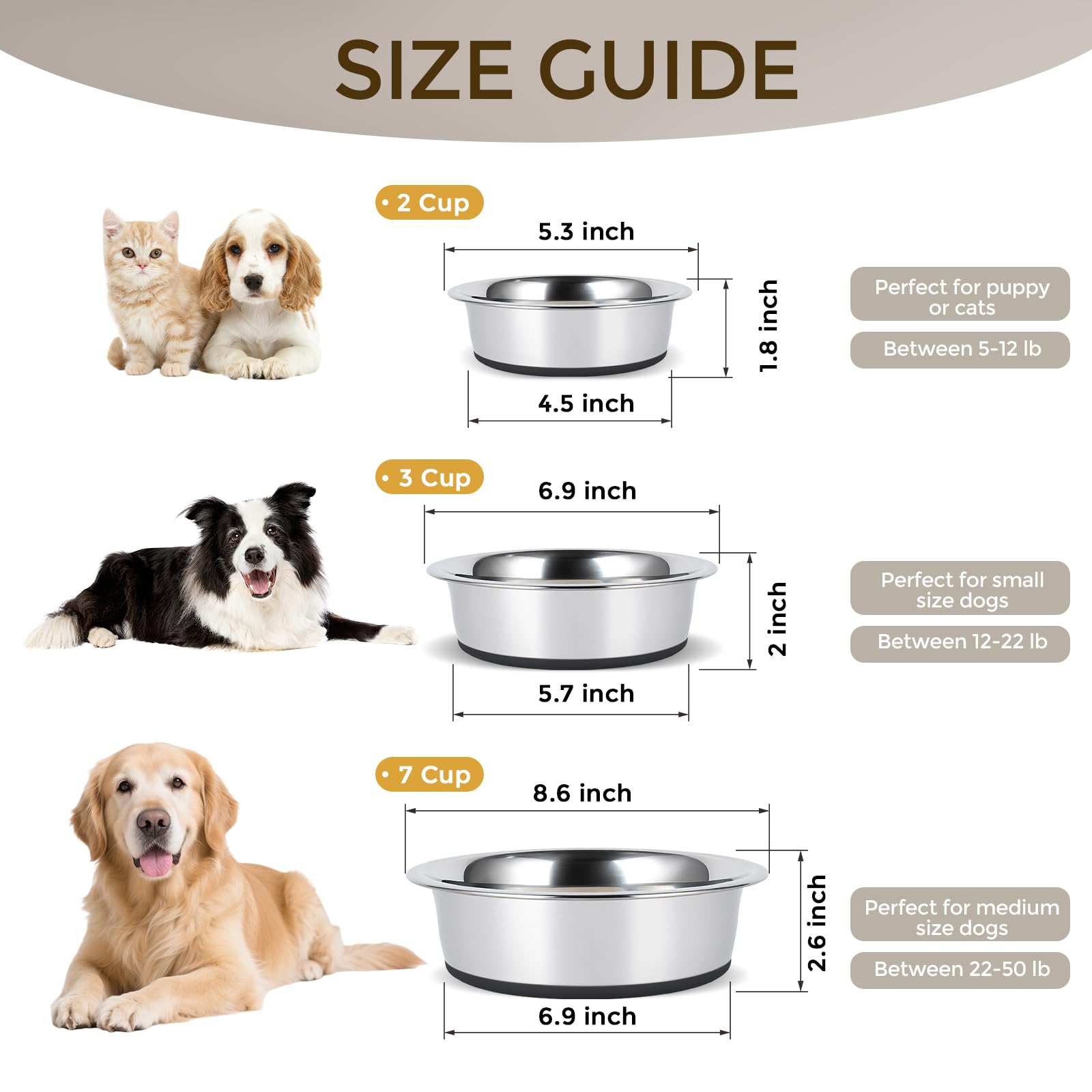 YINGFAN 2-pack stainless steel dog bowls for convenient feeding setup