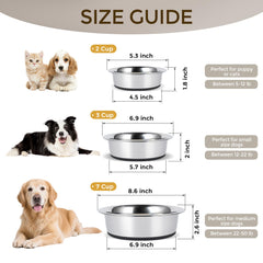 YINGFAN 2-pack stainless steel dog bowls for convenient feeding setup