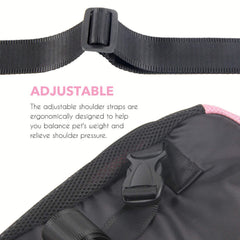 YINGJEE dog carrier pink legs-out-back for secure trail carrying.