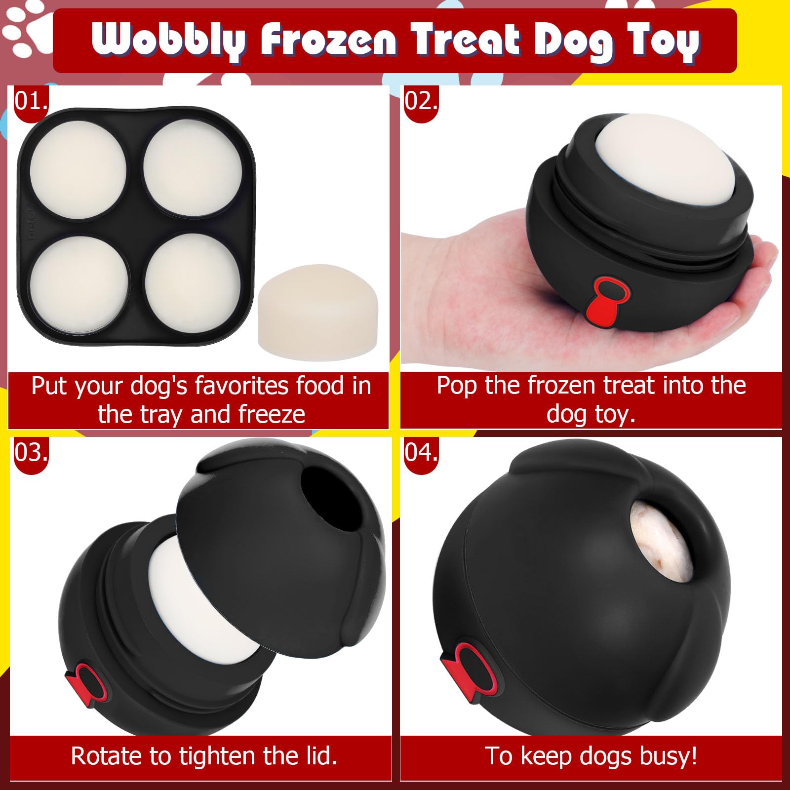 Yipetor 3In1 toy with freezer-cap for cold, slow treats.