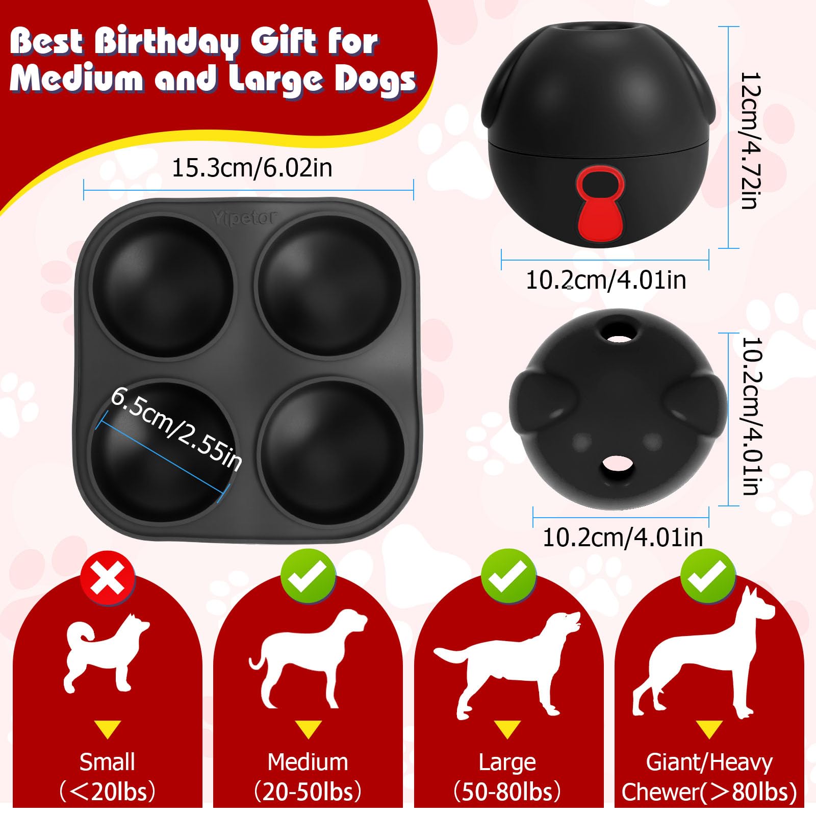 Yipetor 3In1 toy heavy-duty rubber built for tough chewers and daily use.