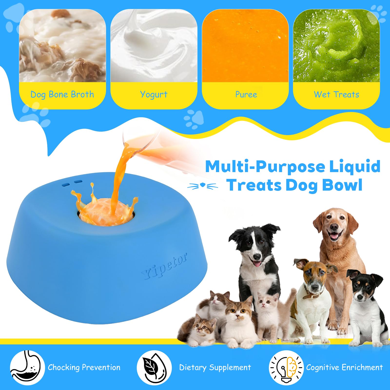 Yipetor anti-slip silicone base keeps the bowl in place during feeding
