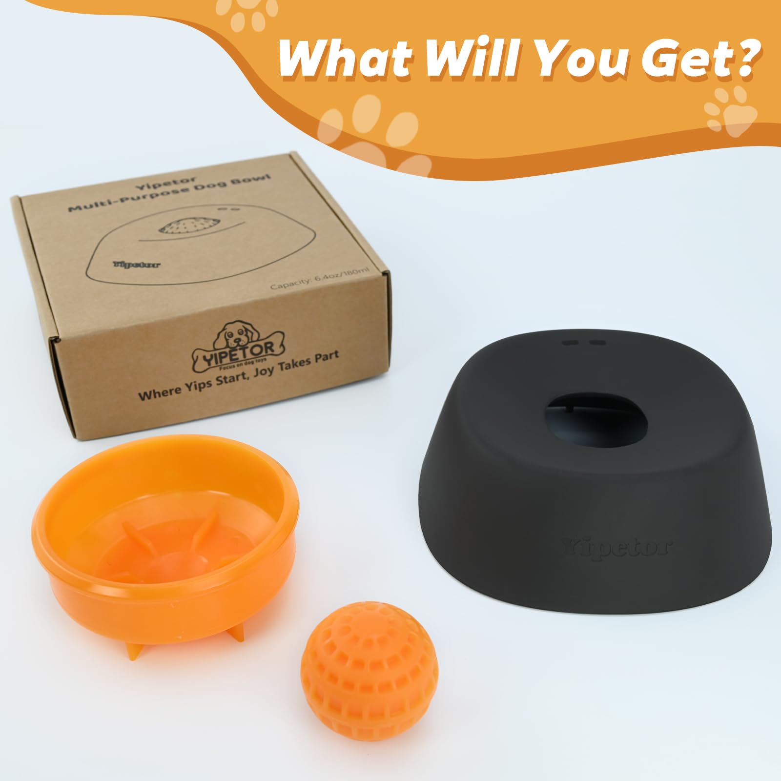 Yipetor breed-size-friendly dog bowl fits large, medium, and small dogs