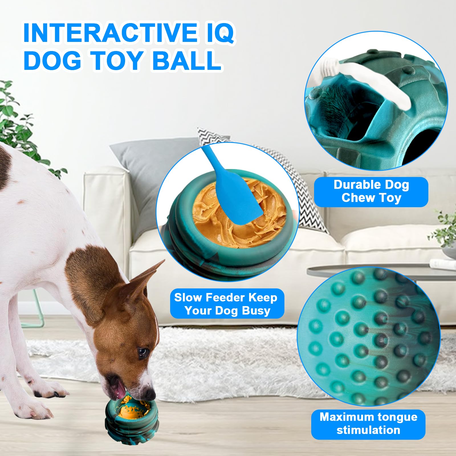 Yipetor frozen treat dispensing dog toy interactive ball promotes problem-solving and active play.