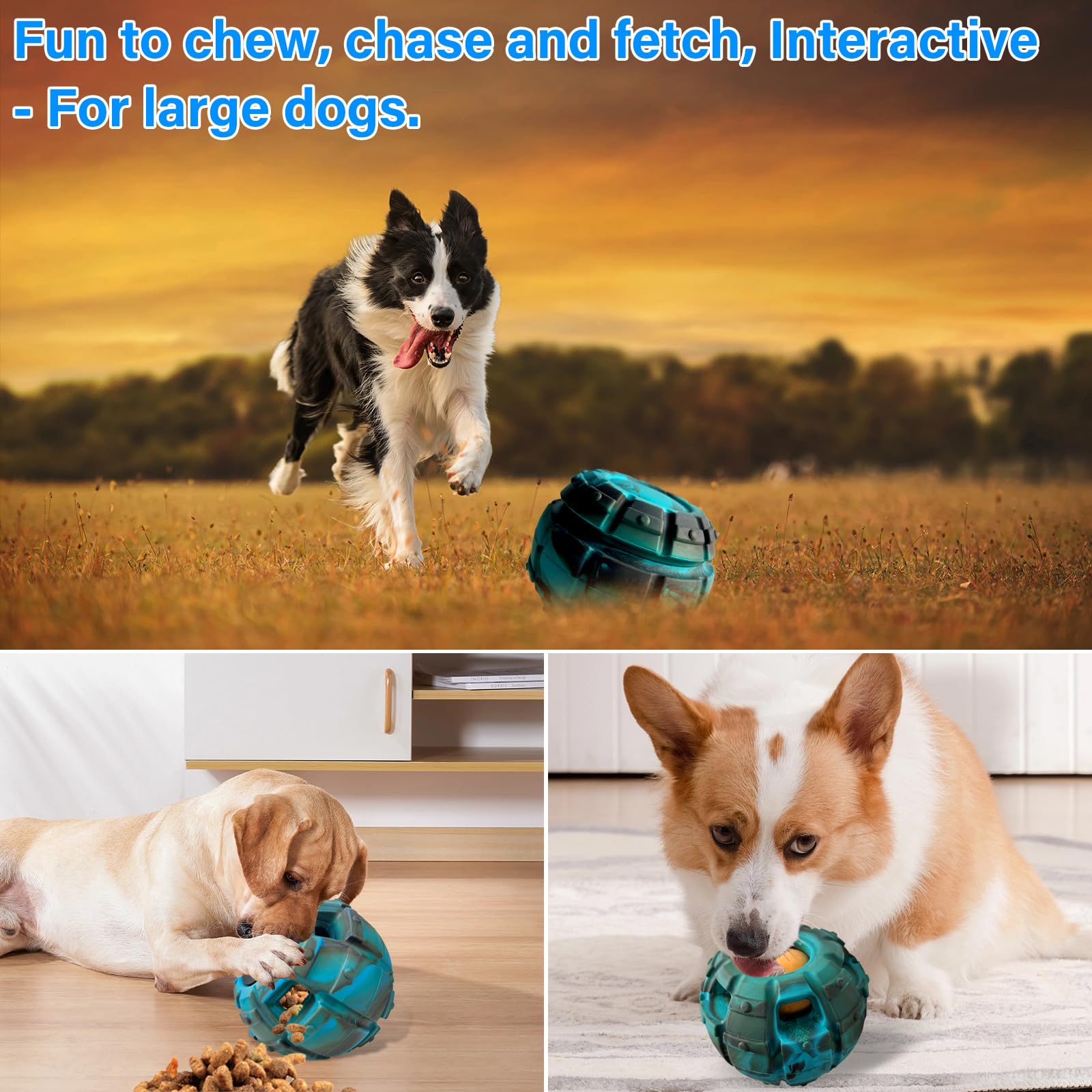 Yipetor frozen-treat dispensing dog toy, durable-rubber exterior, dishwasher-safe for hassle-free cleaning.