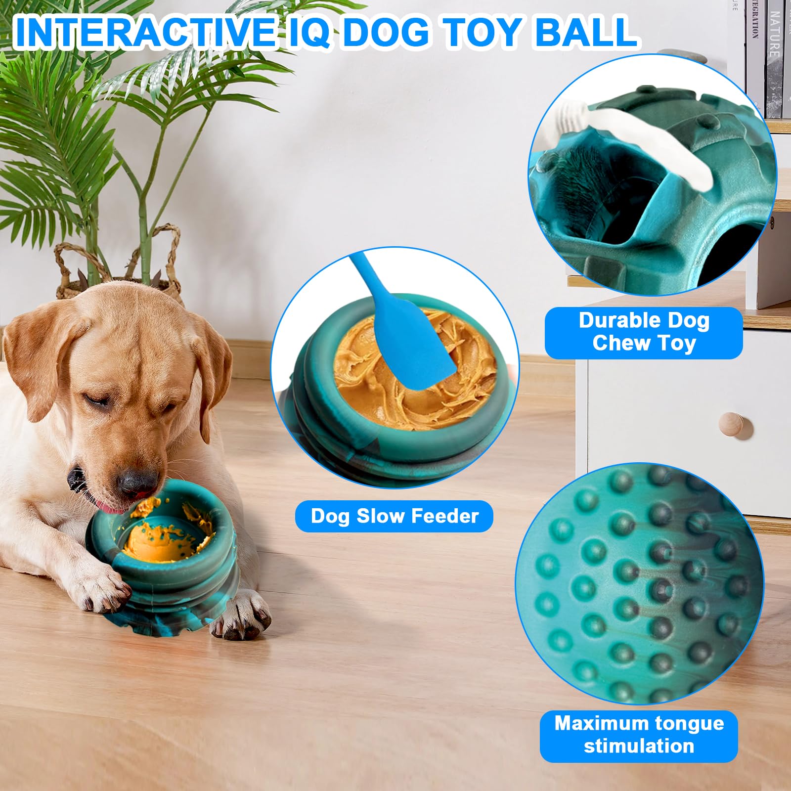 Yipetor frozen-treat dispensing dog toy, view with six-cavity tray for long-lasting freezer treats.