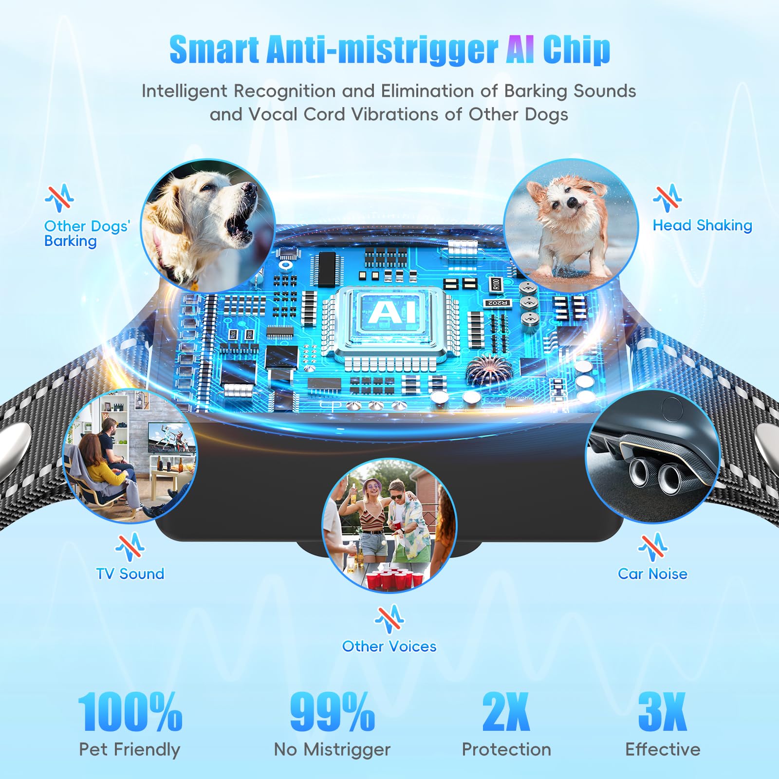 Yipilu IP67 waterproof bark collar ready for rain, mud, and swimming