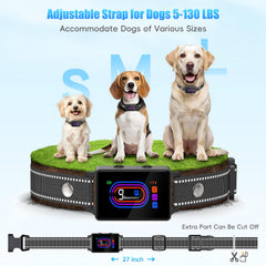 Yipilu dog bark collar side profile highlighting adjustable fit for multiple dog sizes.