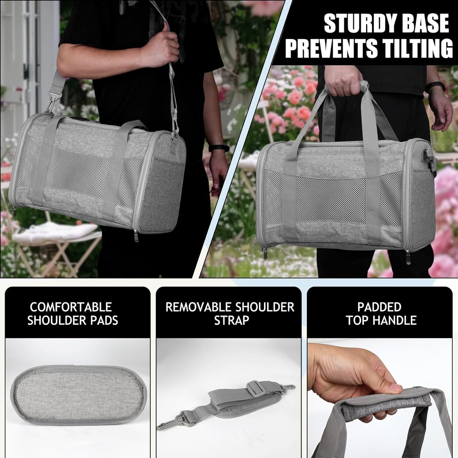 Yipincover cat carrier back-strap secures to luggage for hassle-free travel.