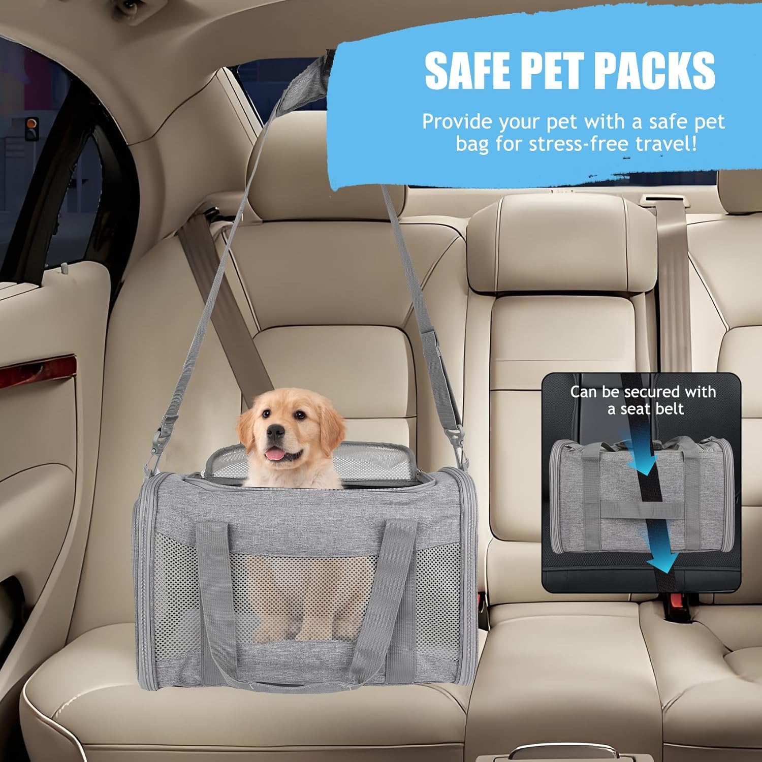 Yipincover cat carrier includes fleece bed and carpet for cozy journeys.