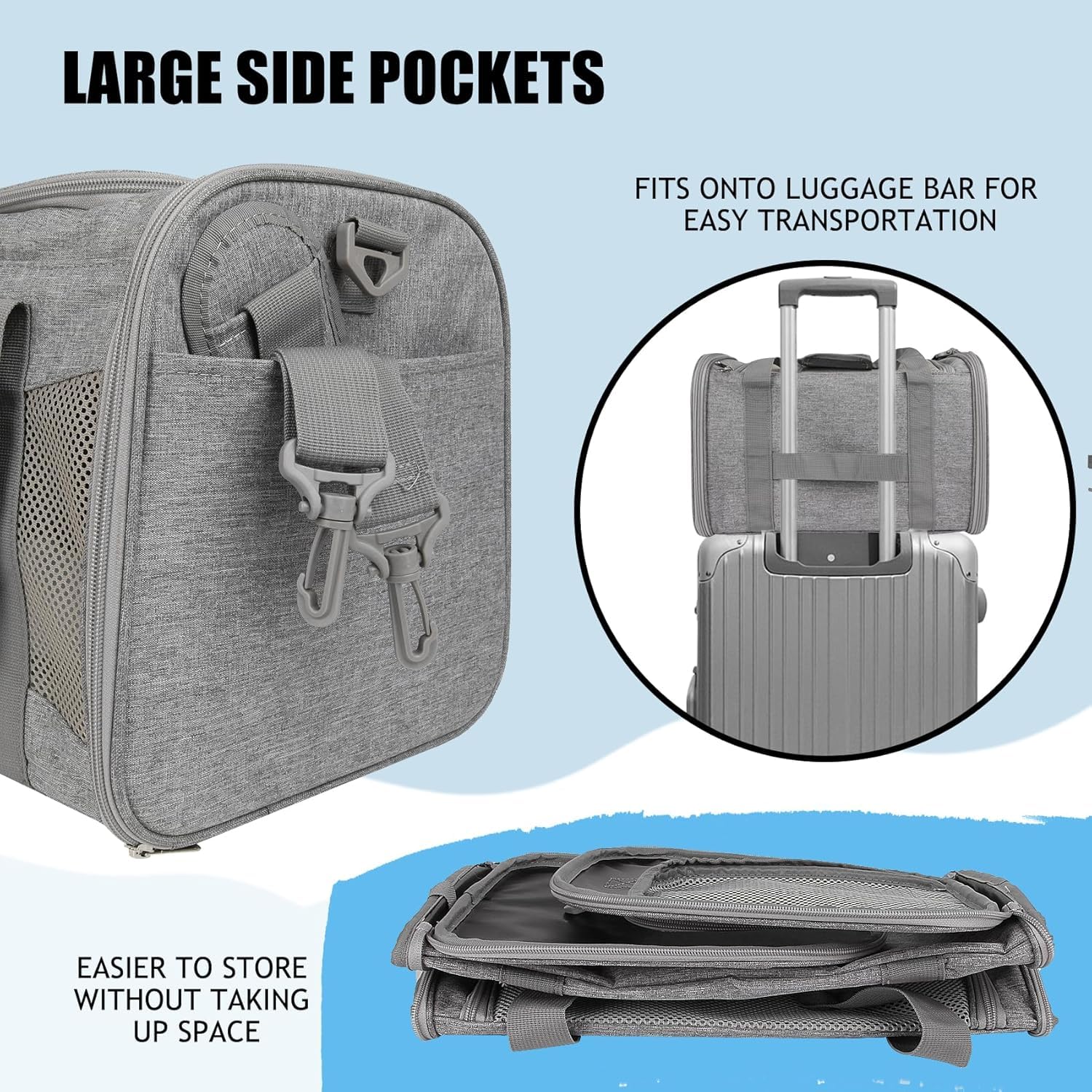 Yipincover cat carrier adjustable-strap doubles as seatbelt for safety.