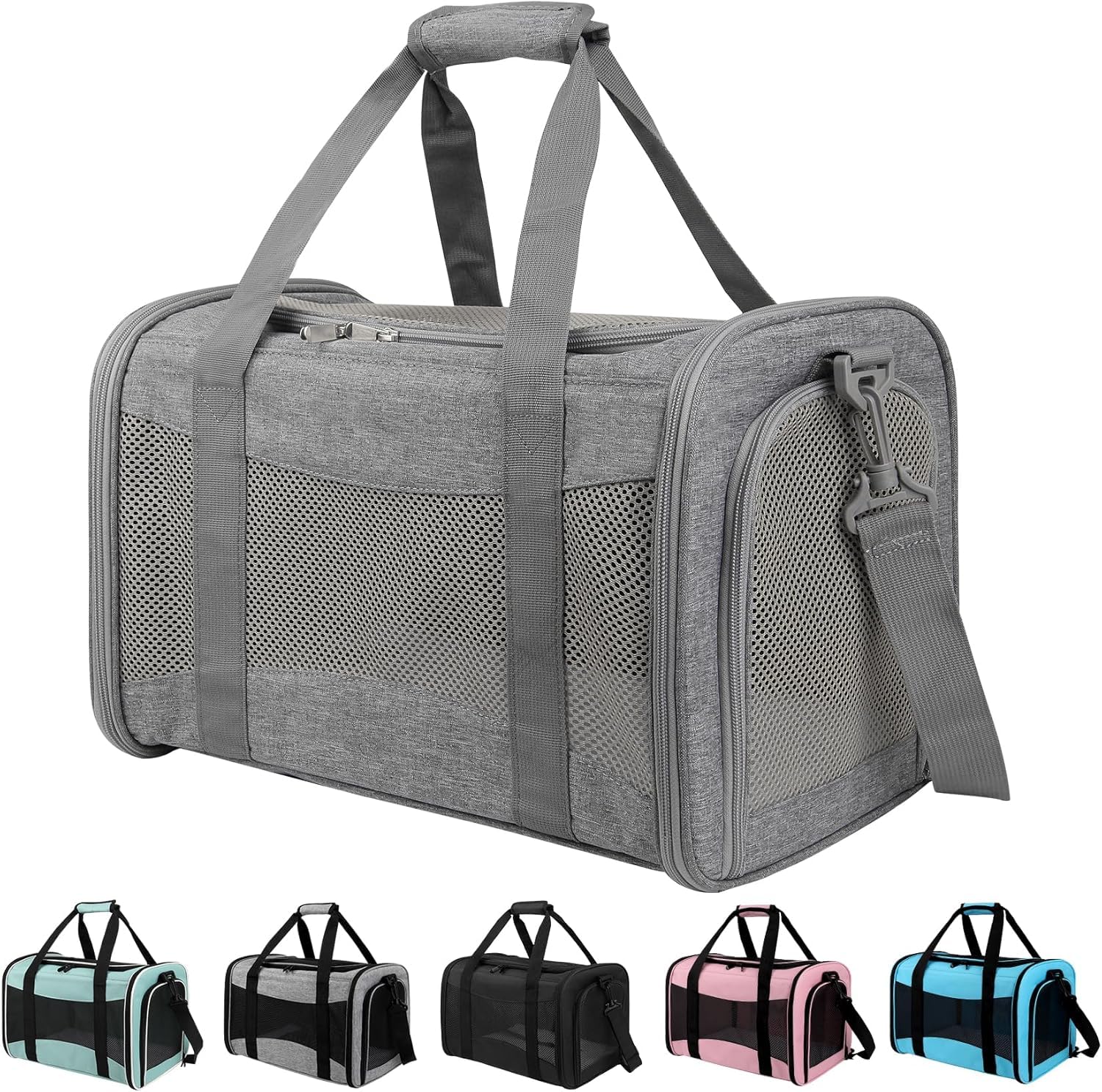 Yipincover cat carrier soft-sided front view, airline-friendly for easy travel.