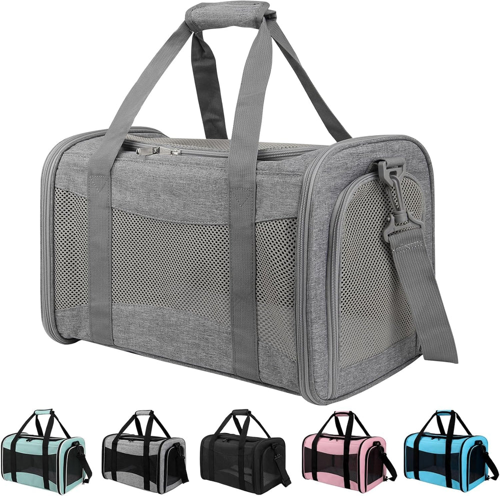Yipincover cat carrier soft-sided front view, airline-friendly for easy travel.