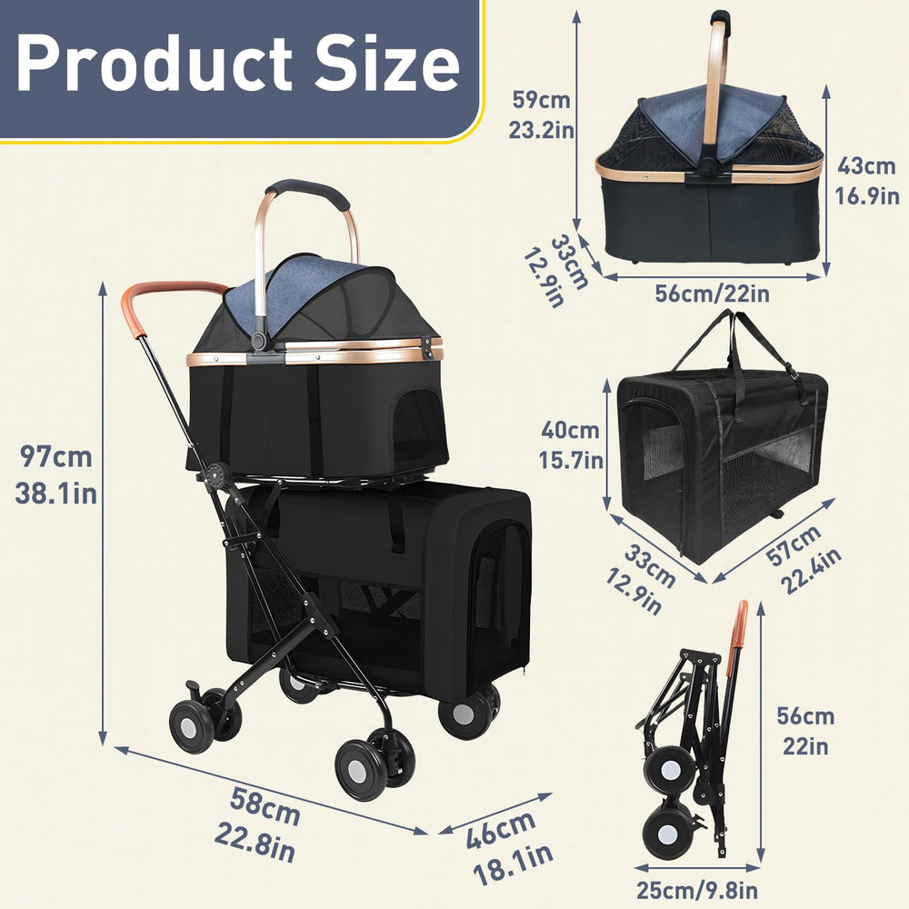 YIRCELOM folding dog stroller collapsible design for storage