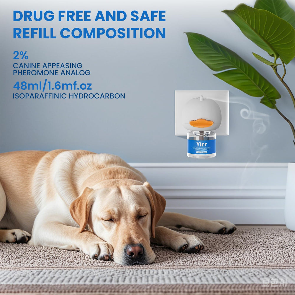 Yirr dog calming diffuser refill package provides ongoing calm