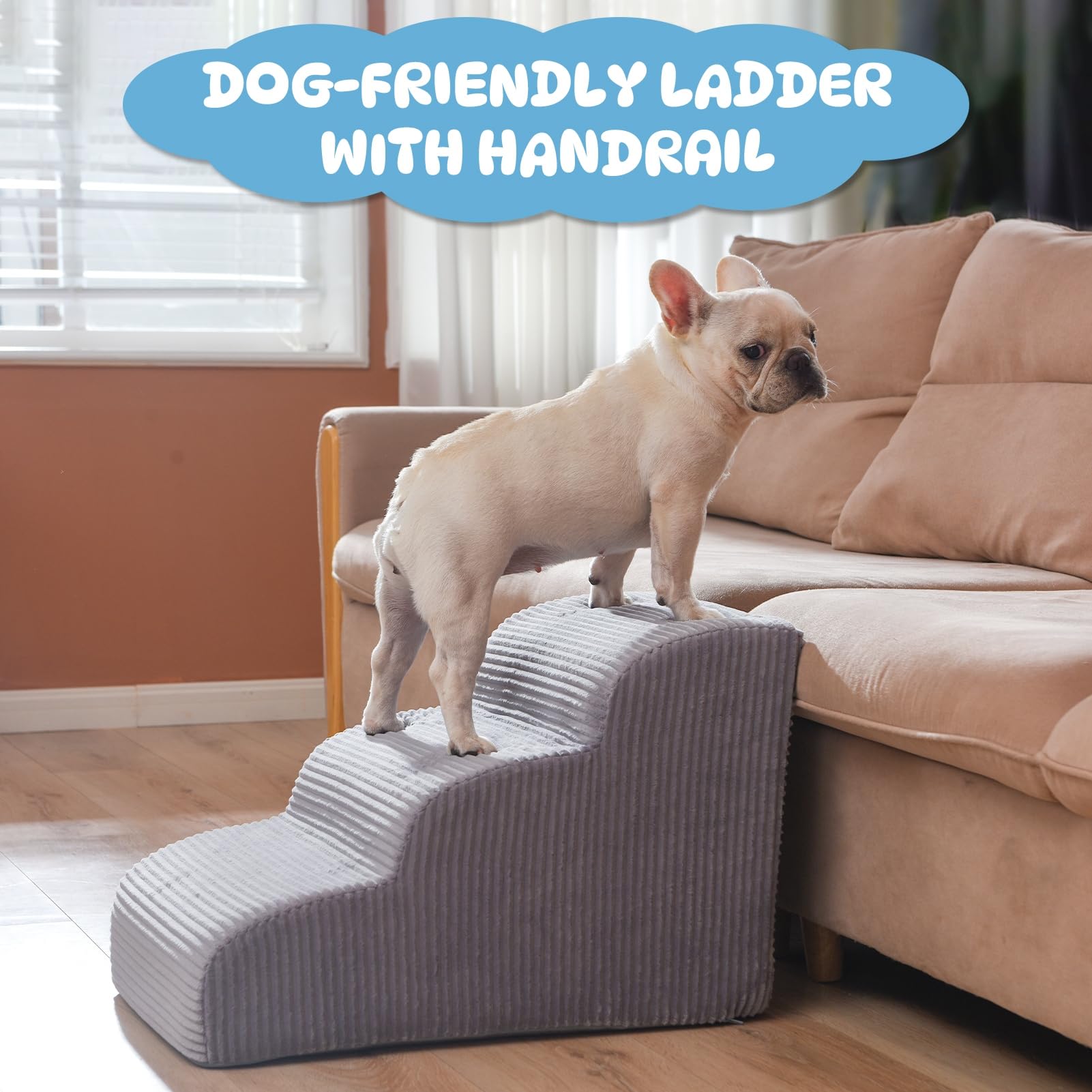 Yiruka dog stairs corduroy fabric close-up shows soft, durable texture