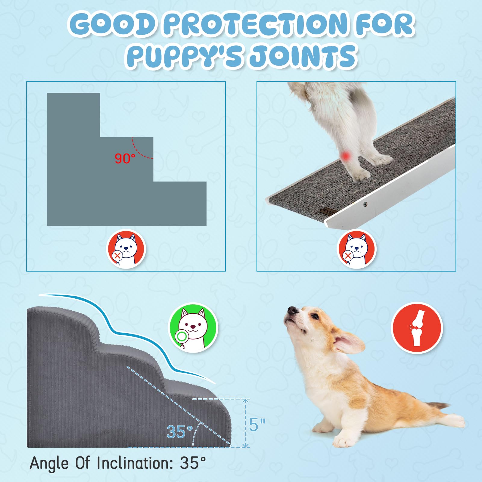 Yiruka dog steps corduroy-cover improves paw grip during climbs