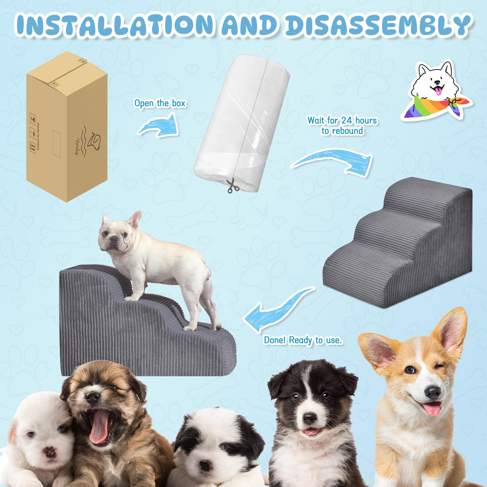 Yiruka dog steps easy-assembly and compact storage for busy homes
