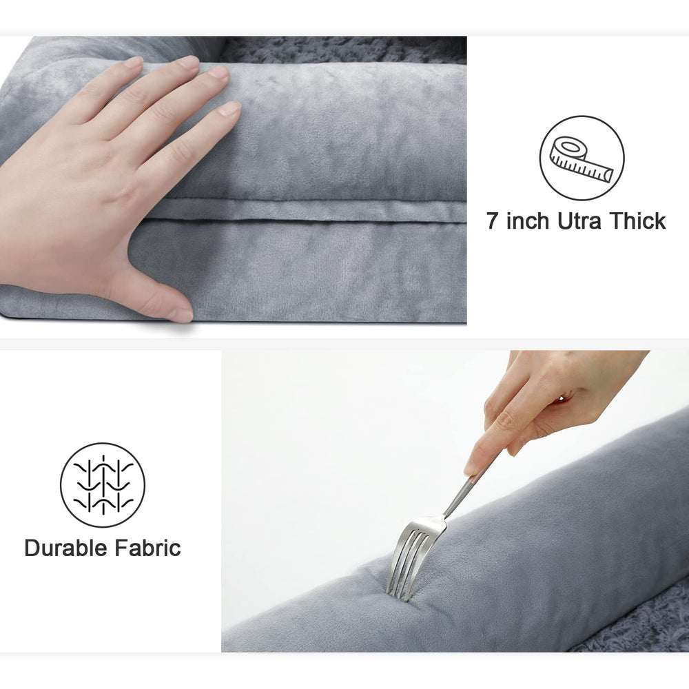 Yiruka XL bed closeup shows cooling gel-infused foam for temperature regulation.