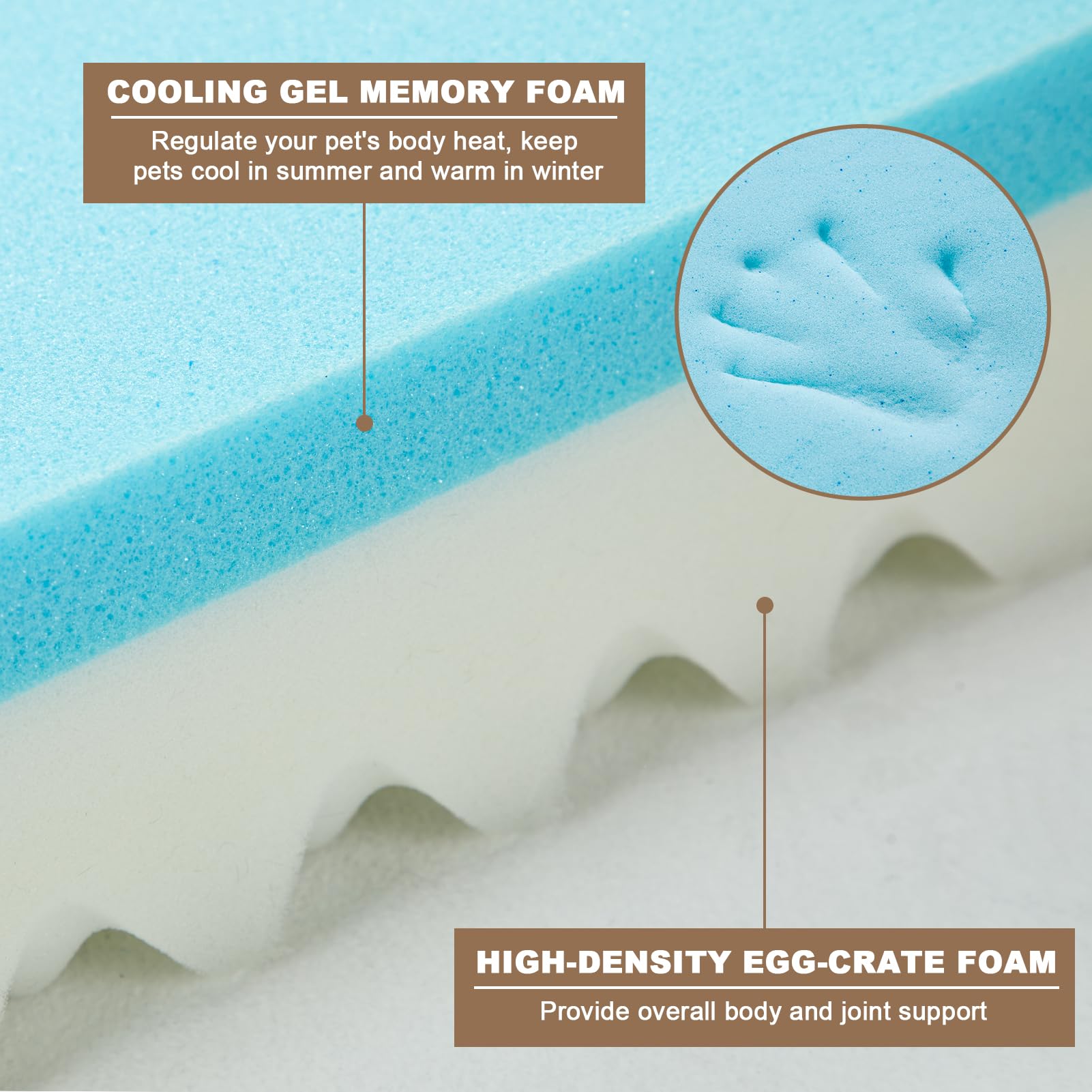 Yiruka XL orthopedic gel memory foam dog bed side bolster securely supports lounging.