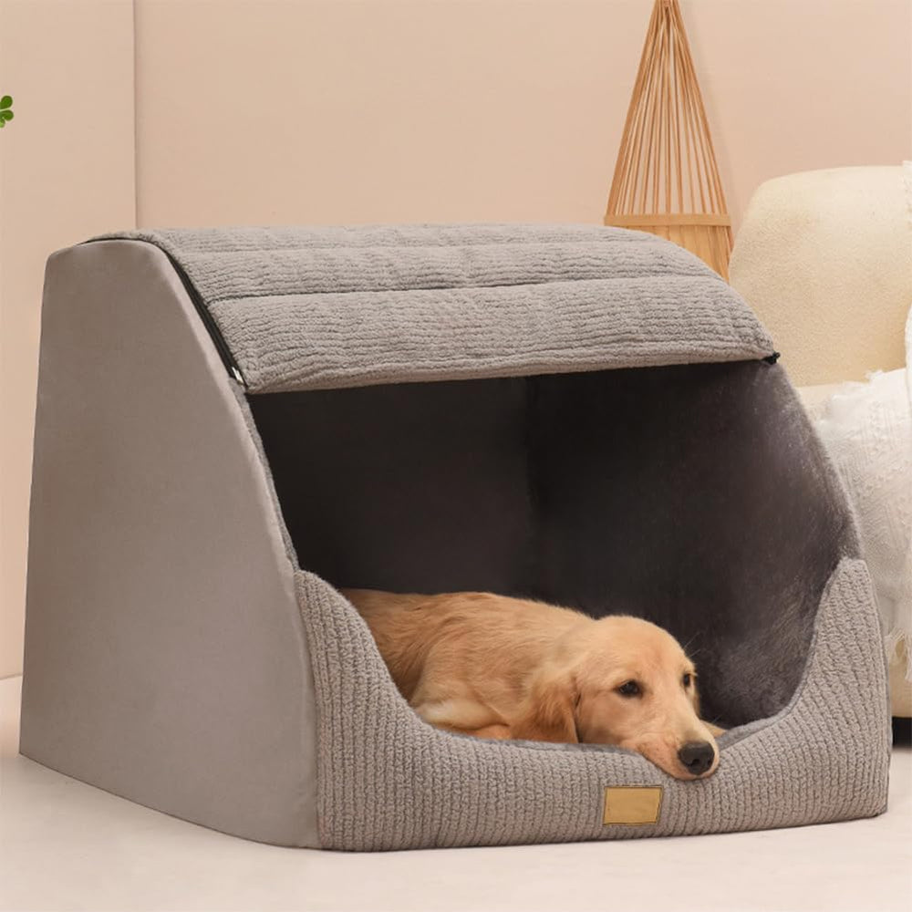YISLEND size chart in grey dog house for pets up to 40 kg.