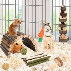 YIXUND hideout bridge seesaw demonstrates flexible play structure for rodents.