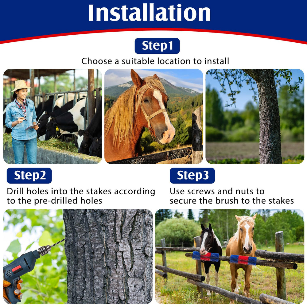 Yiyiring color-rich farm grooming tools on display inviting use for barn tasks.