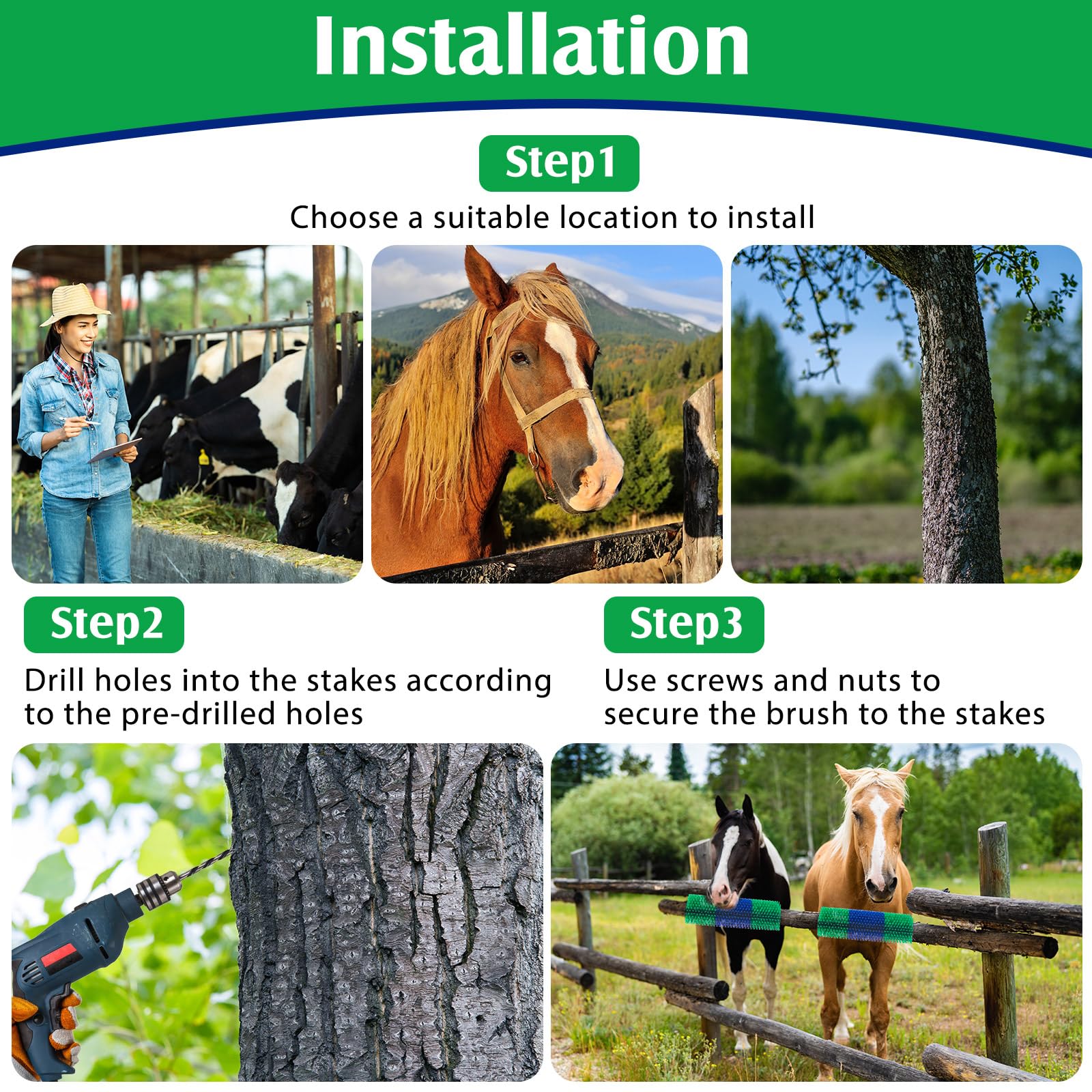Yiyiring horse scratching brush blue in use provides gentle massage and itch relief