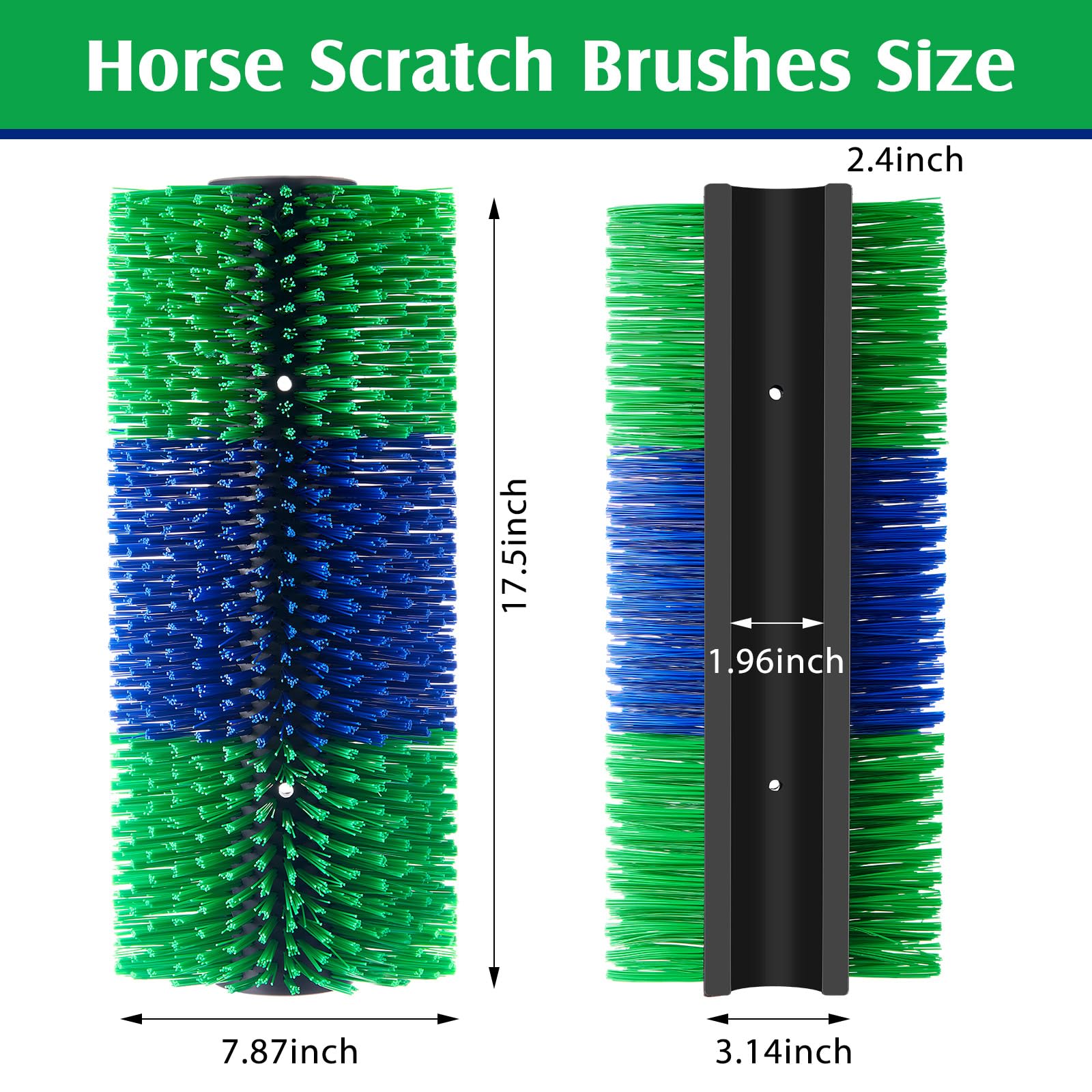 Yiyiring livestock scratching brush green side view offering versatile mounting and animal relief