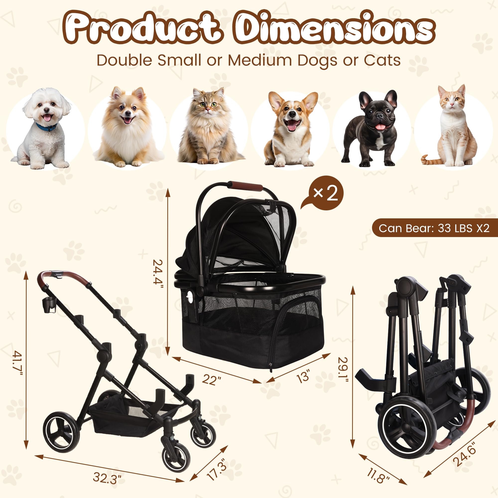 YIYUNBEBE 3-in-1 stroller design supports double, single, or carrier use