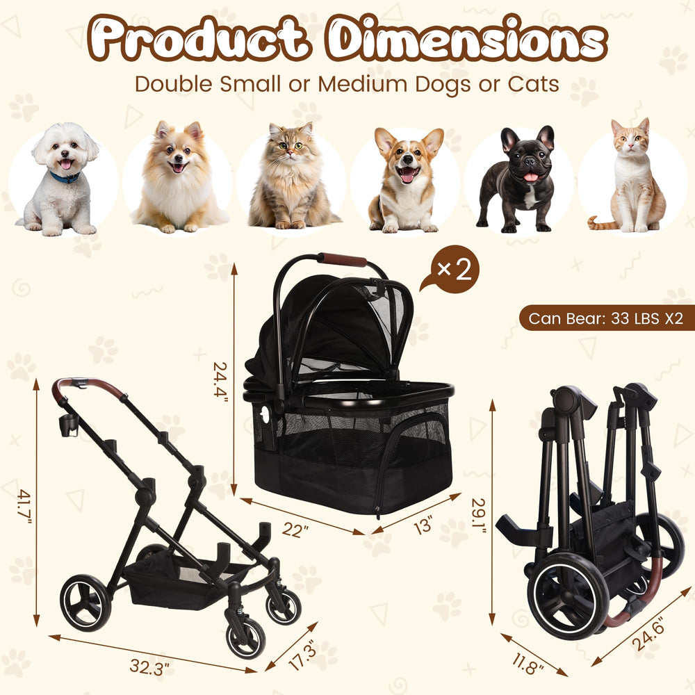 YIYUNBEBE 3-in-1 stroller design supports double, single, or carrier use