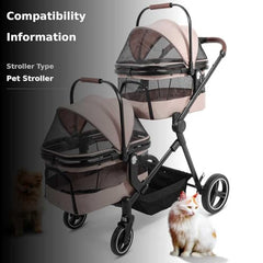 YIYUNBEBE foldable double stroller canopy open improves pet visibility and airflow