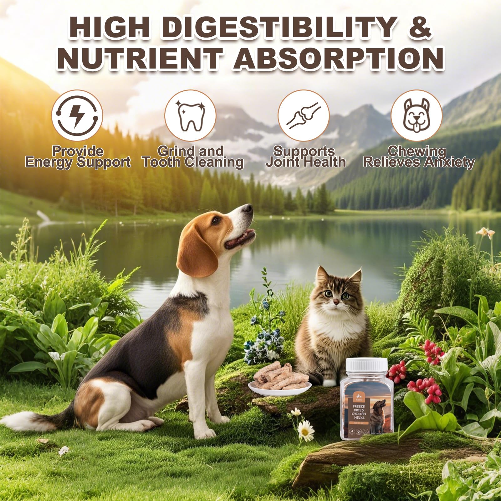 Yizeril chicken necks energy-boosting snack suitable for puppies and seniors.