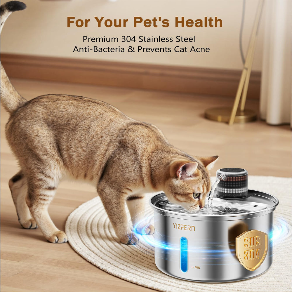YIZFERN cat water fountain compact design fits small spaces.