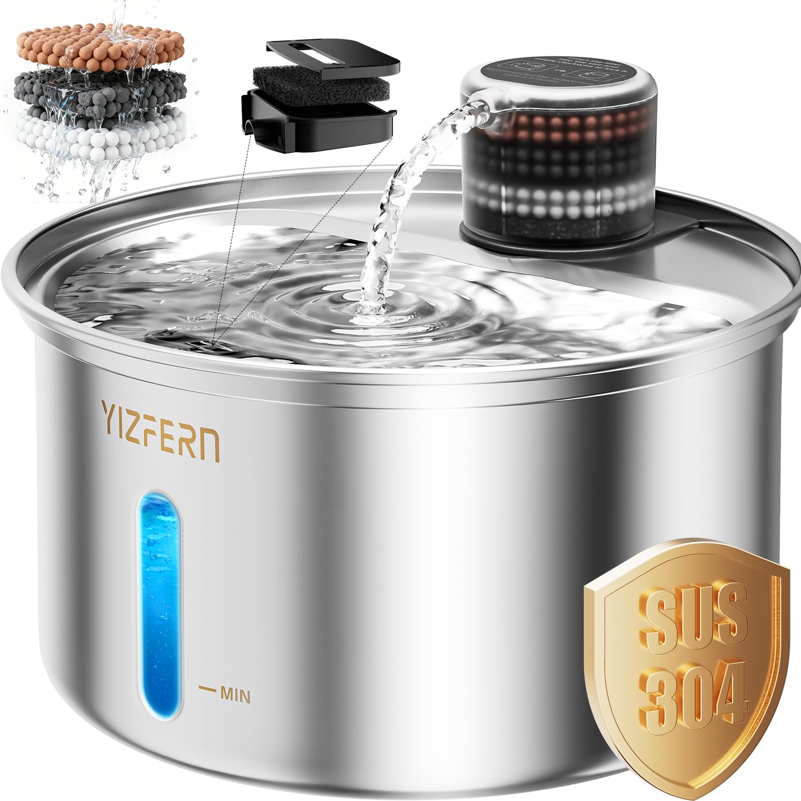 YIZFERN cat water fountain running water entices drinking.