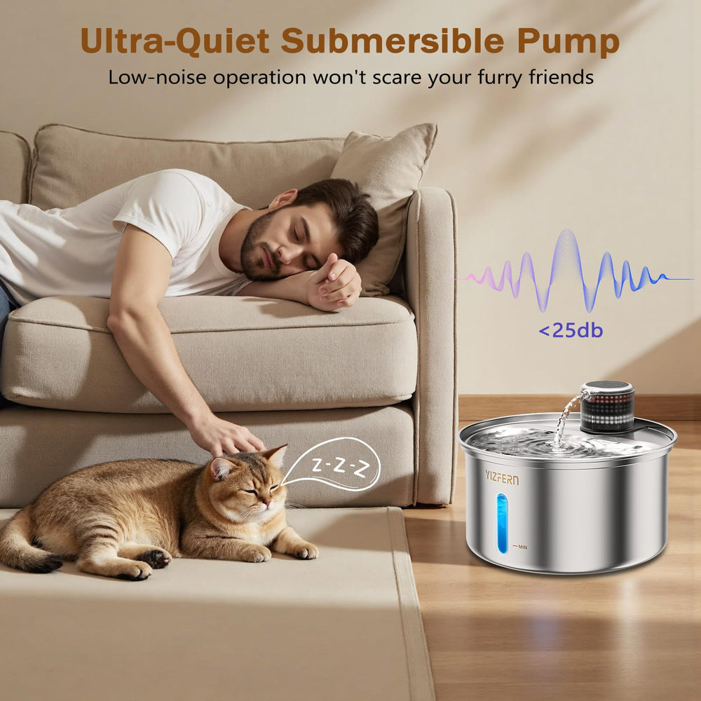 YIZFERN cat water fountain ultra-quiet pump ensures calm spaces.