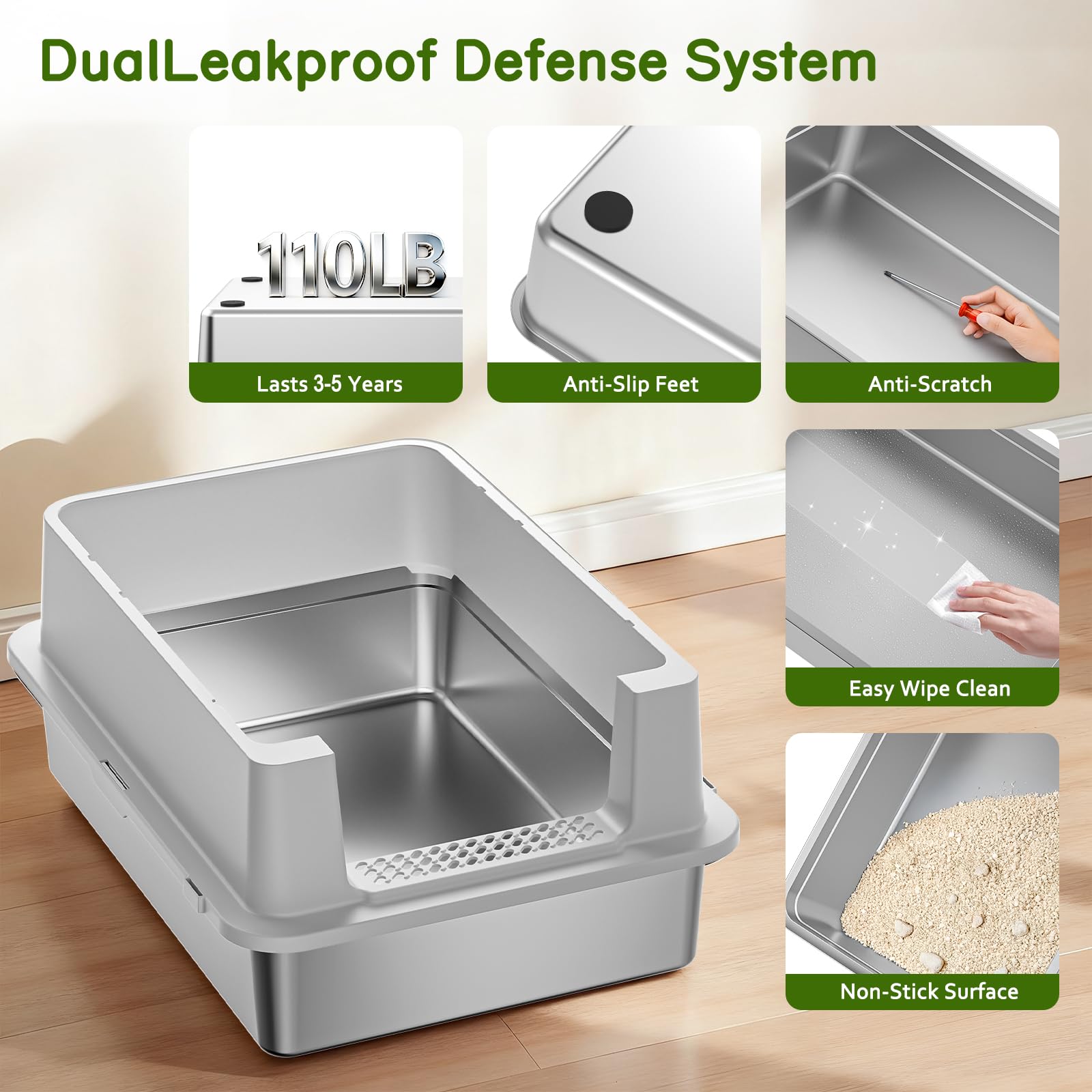 YIZFERN 40L capacity supports long intervals between refills in multi-cat homes
