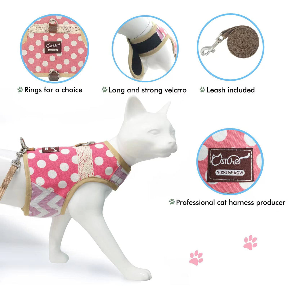 Arnés Yizhi Miaow gato ajustable, talla pequena, ajuste ergonómico