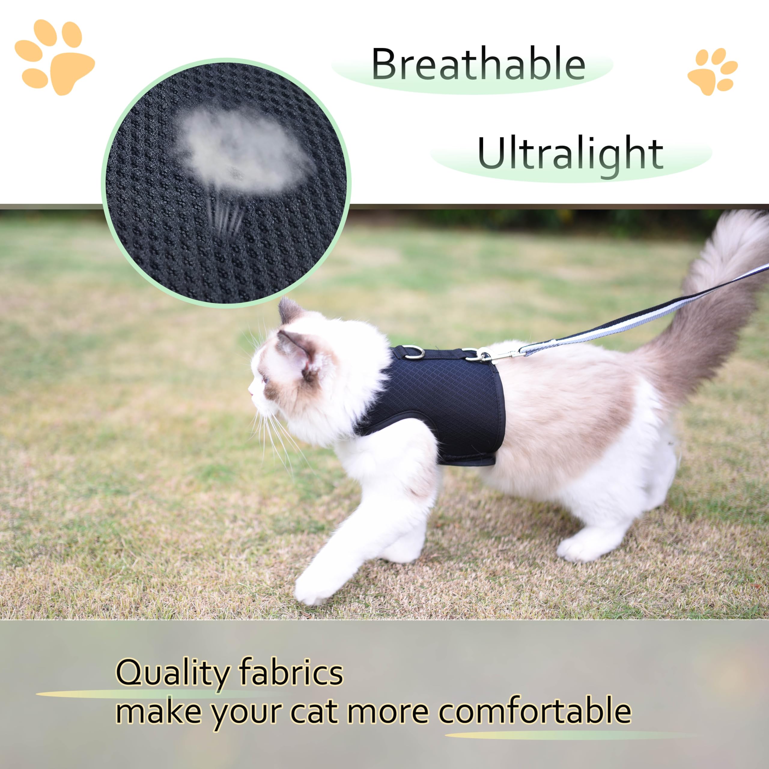 YIZHI MIAOW escape-proof fastener maintains secure fit while your cat explores