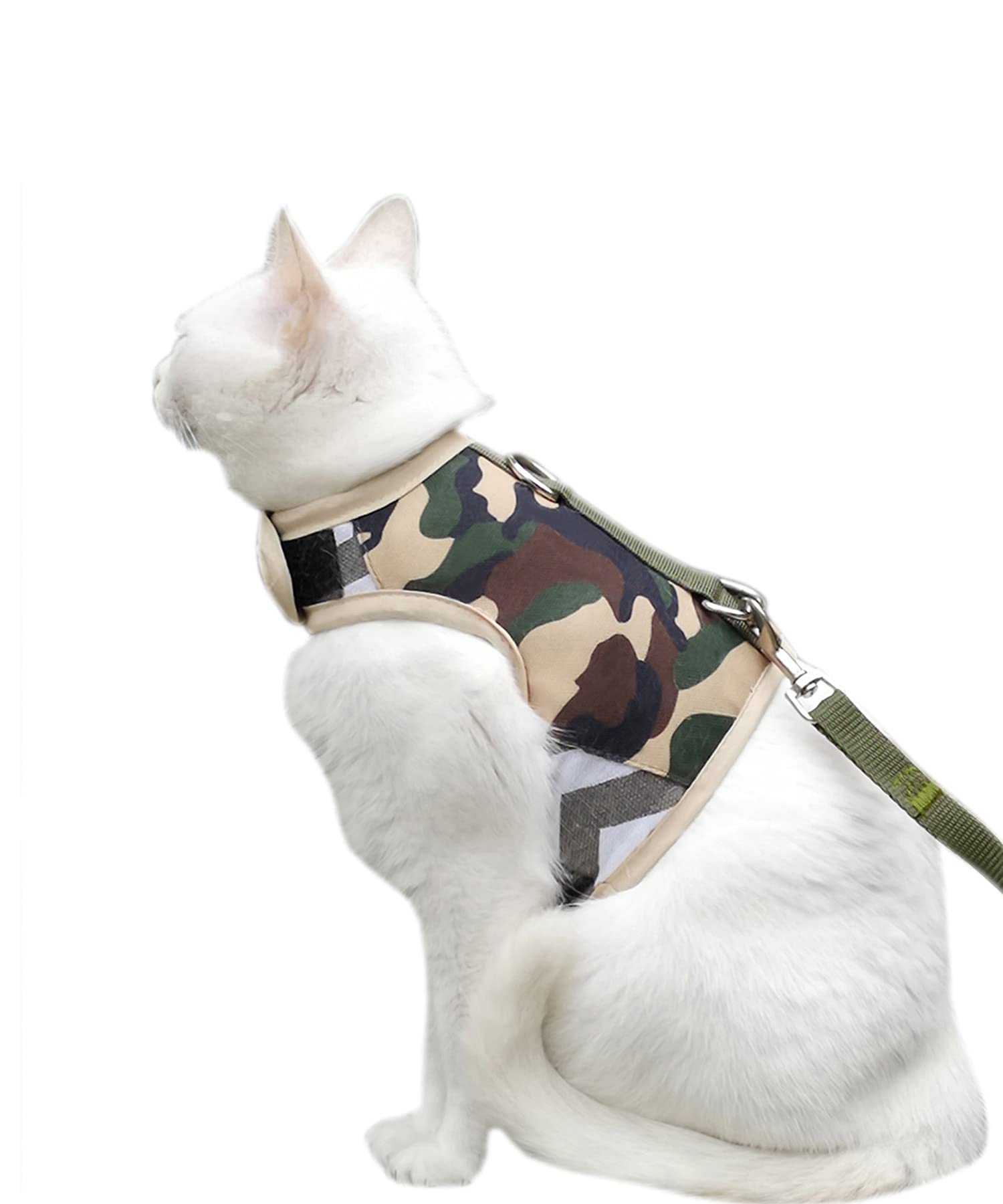 YIZHI MIAOW harness on cat showing escape-proof fit for safe outdoor walks