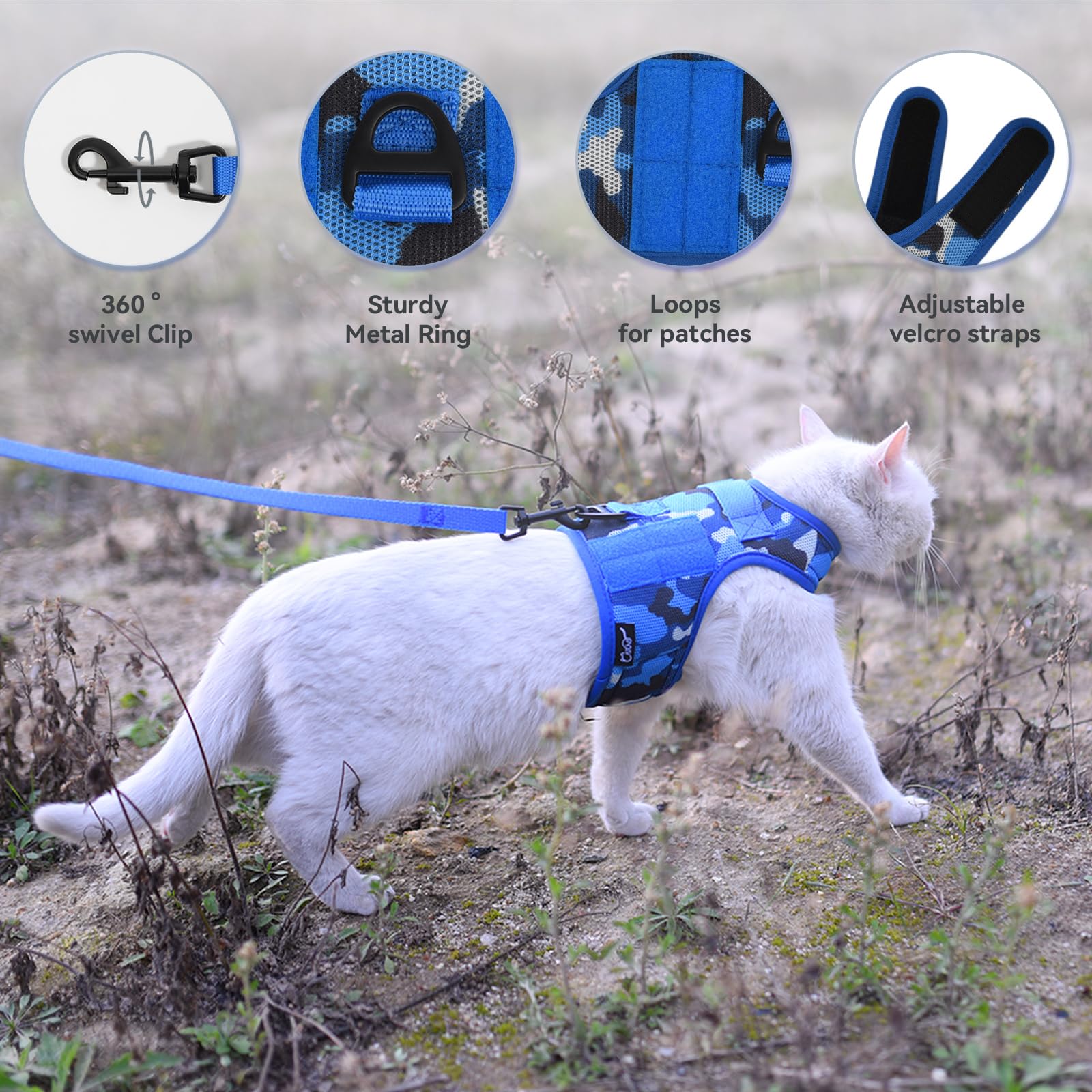 YIZHI MIAOW harness ocean camo back view showing padded vest.