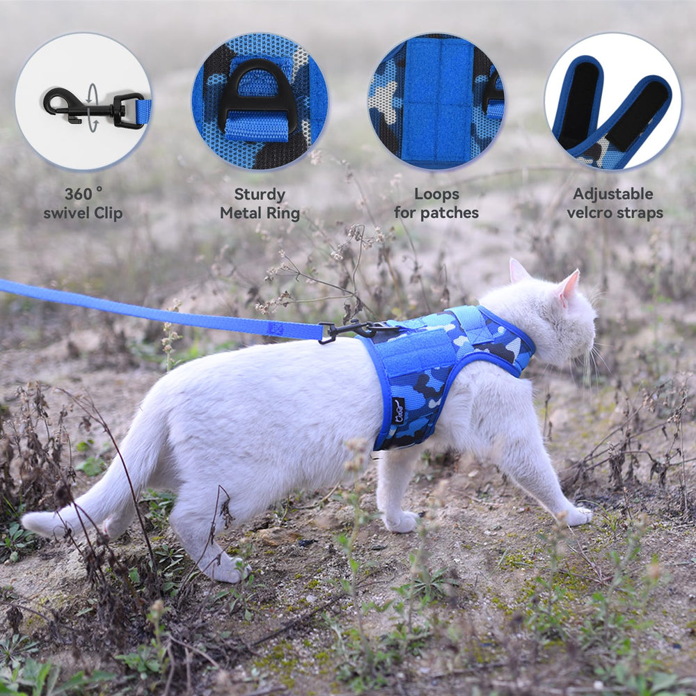 YIZHI MIAOW harness ocean camo back view showing padded vest.