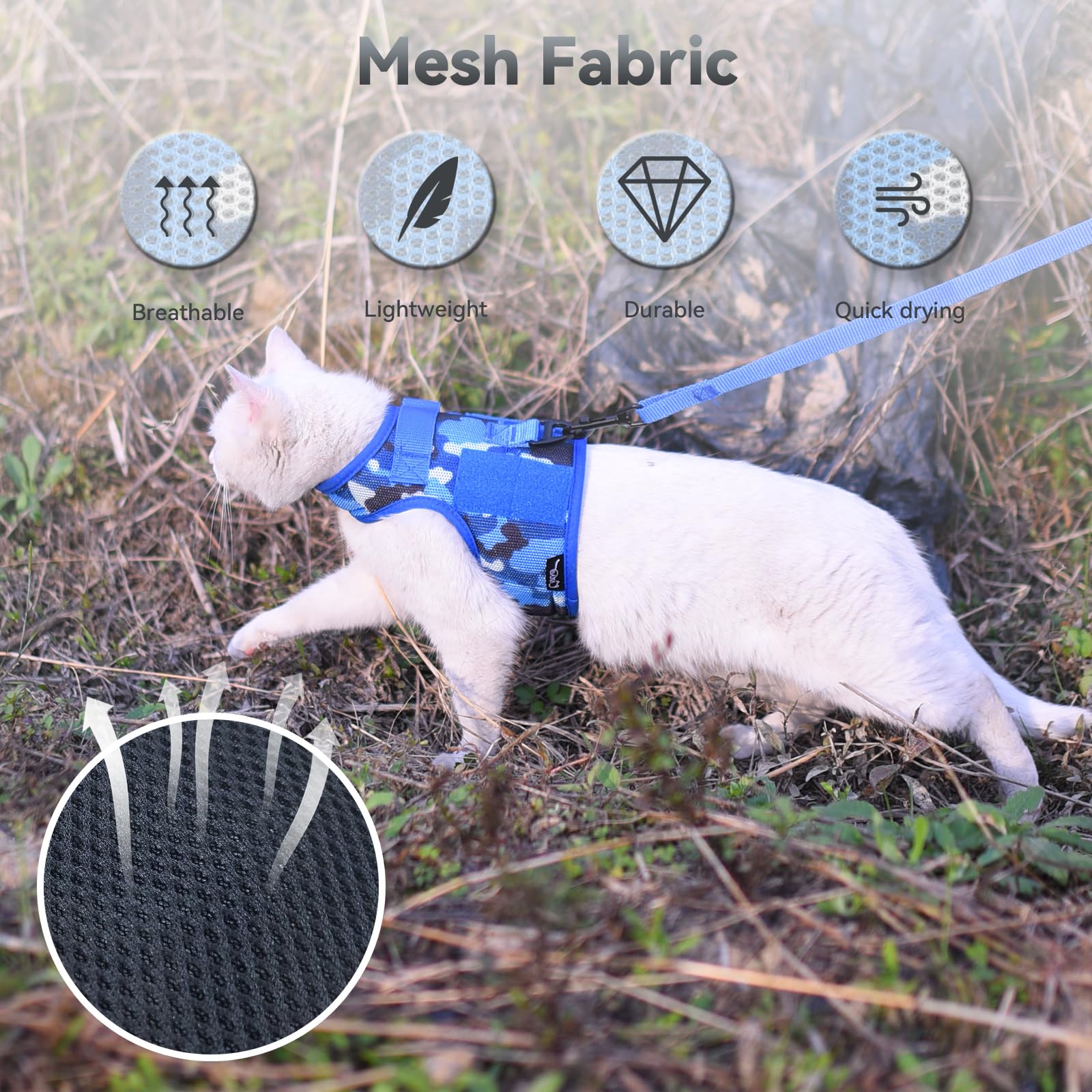 YIZHI MIAOW training leash ocean camo extended for control.
