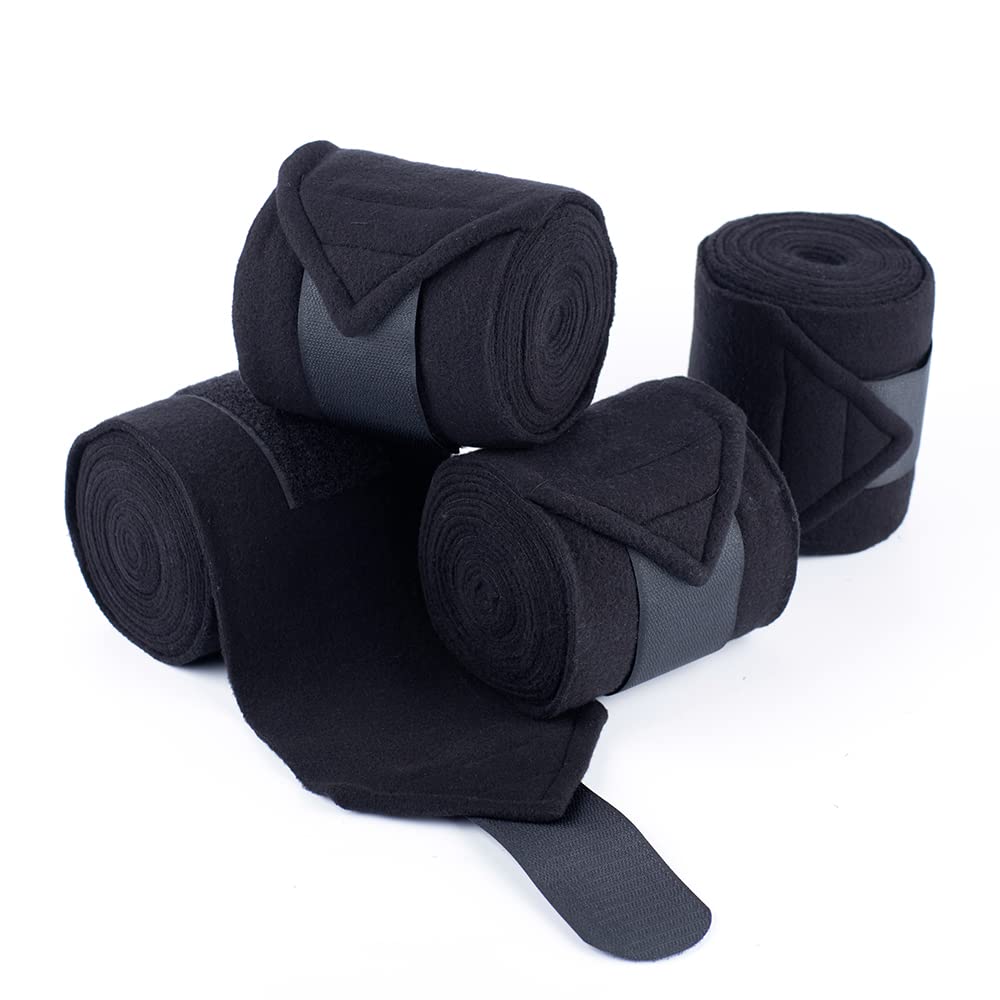 Y.J TAILS horse polo wraps black four-pack for leg protection during training.