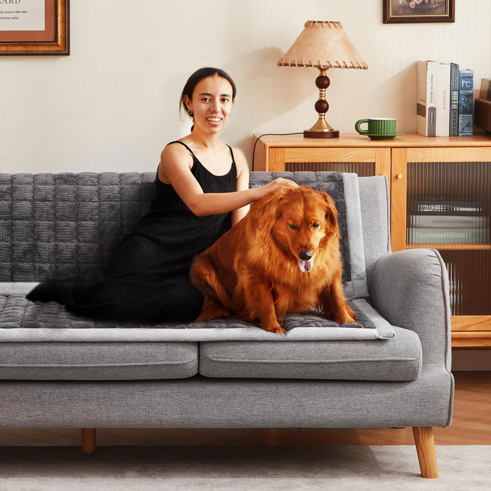 YJSMMXY couch cover in dense flannel delivers warm, plush comfort for pets.