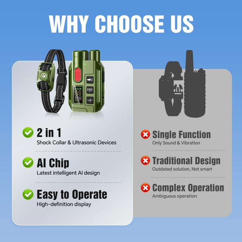 YJWFHPU dual-dog training capability supports managing two dogs with one remote.