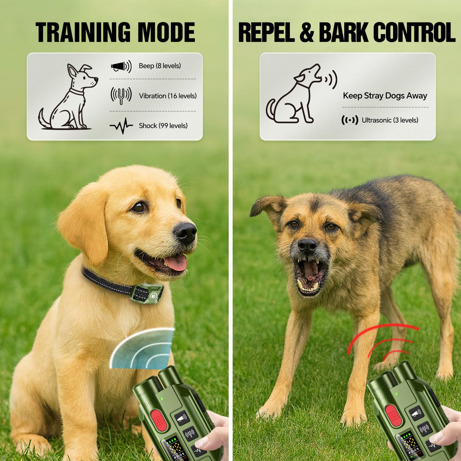 YJWFHPU remote control with LCD display enables precise, easy-on-the-fly training adjustments.