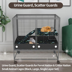 YKD scatter guard on Critter Nation cage reduces spill risk