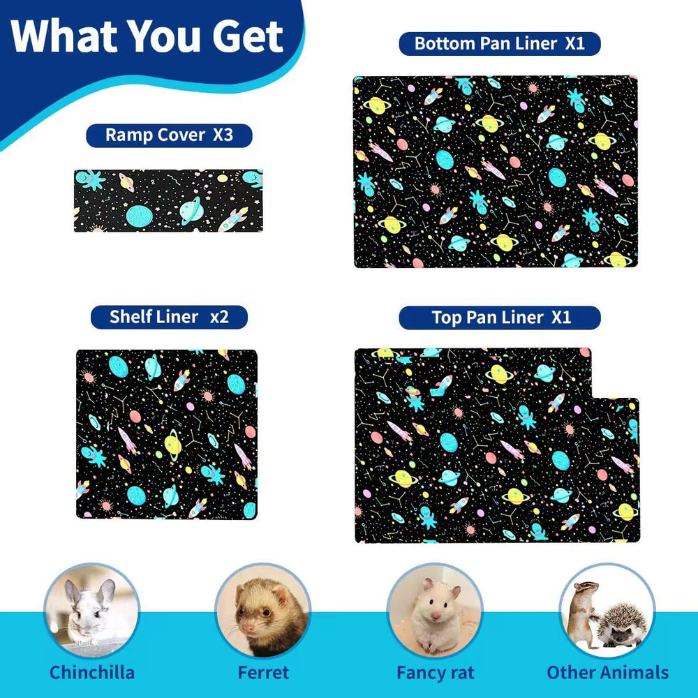 YKD Starry Colors liner-pack includes top, bottom, shelf, and ramp covers for easy setup